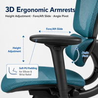Chaise de bureau ergonomique moderne en maille, colorée, pour ordinateur, avec support lombaire, pivotante à 360 degrés et réglage à vérin à gaz, vente en gros