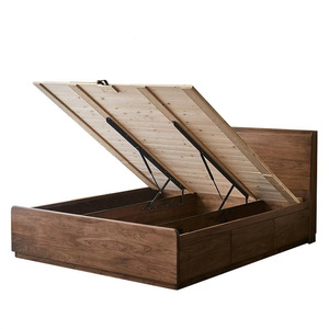 Modern Furniture <b>Size</b> King Double Walnut Wood <b>Beds</b> Nordic Simple Storage <b>Bed</b> Wooden Frame Foe Home BZ-166 Nordic Solid Wood <b>Bed</b> - Product Image 6