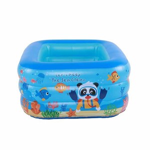Piscina inflable cuadrada para niños con diseño impreso, piscina de juegos acuáticos para interiores y exteriores con patrón de tema marino. - Product Image 1