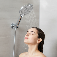 Douche à main à flux mixte avec massage de pluie à 4 vitesses, panneau rond de grande taille, avec un flux de pluie doux et respectueux de la peau pour les salles de bain d'appartements