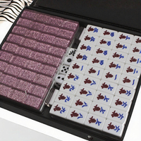 Jeu de Mahjong portable en acrylique avec étui de voyage, jeu de table pour divertissement festif
