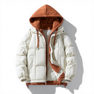Chaqueta de Invierno para Hombre, Impermeable, Cortavientos, Acolchada, con Cuello Alto, Diseño de Parches, Unisex, Gruesa, Tipo Parka - Product Image 4