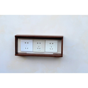 Black Walnut Solid Wood <b>Socket</b> Cover Box <b>Wall</b> Mounted Dustproof <b>Plug</b> Concealer Storage Rectangle Shape - Product Image 2