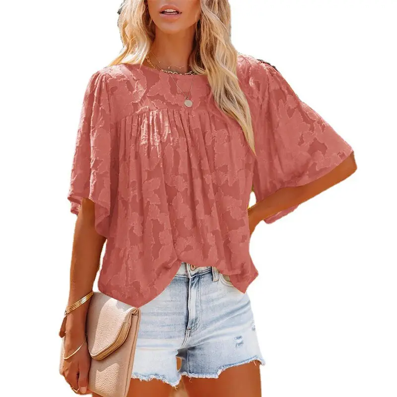 Lace Hollow Out Flare Sleeve Doll Shirt Sweet O Neck Breathable Chiffon Women Blouses
