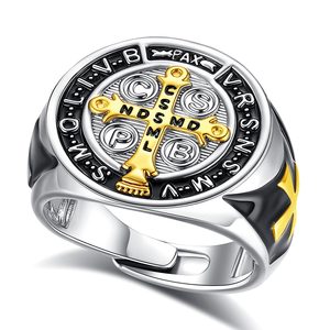 Anneaux ajustables Merryshine en laiton et cuivre, cadeaux, foi ouverte, protection catholique, chrétienne, Jésus, Saint Benoît, pour femmes - Product Image 1