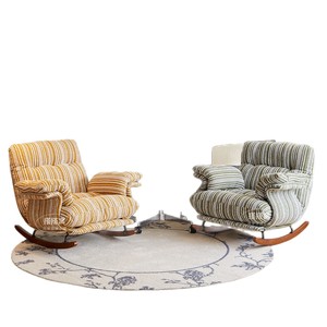 Fauteuil inclinable et berçant rétro pour adulte, idéal pour la maison, le balcon ou le salon, avec structure métallique et rembourrage en coton, parfait pour se détendre et dormir. - Product Image 5