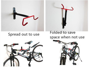 Supporto <span class=keywords><strong>da</strong></span> Parete per Biciclette, Gancio <span class=keywords><strong>Doppio</strong></span> Ribaltabile per Bici, Sistema di Stoccaggio per Garage e Capanno - Product Image 5