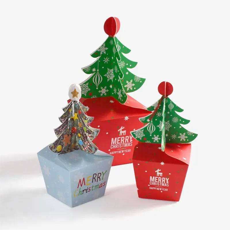 LBSISI Life 20 علبة هدايا عيد الميلاد للحلوى والشوكولاتة والبسكويت والبسكويت والبسكويت والمخبوزات صندوق تعبئة بنمط شجرة