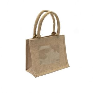 Outdoor Large Capacity Shopping Bag Zipper Pocket Women's Tote Bag Jute Canvas Tote Bag - Product Image 4