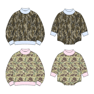 Combinaison à carreaux décontractée pour bébé garçon, motif camouflage de chasse, col moyen, vêtements pour enfants - Product Image 1