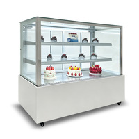 Vitrine Réfrigérée Commerciale pour Gâteaux, Vitrine de Pâtisserie à Refroidissement par Ventilateur avec Verre Trempé et Éclairage LED