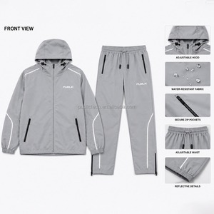 OEM Custom Men Premium Reflective Tape Windproof Windbreaker Lightweight Set <b>Zip</b> <b>up</b> Sportswear Jacket and Jogger Pants Tracksuit - Product Image 2