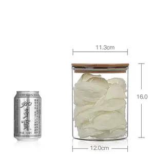 Bocal en verre de rangement pour la cuisine de tailles multiples avec couvercle en bois de bambou récipient en verre avec couvercle