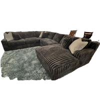Canapé d'angle modulaire moderne en tissu velours côtelé et lit de cinéma convertible, ensemble de meubles de salon en mousse et bois encastré, vente en gros