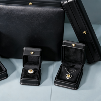 Boîte de rangement pour bijoux en cuir PU et velours, design personnalisé, pour bagues et colliers