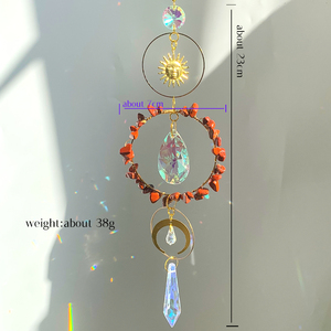 Wholesale Crystal Suncatcher Wind Chime | Sun Moon Hanging Prism <strong>Rainbow</strong> <strong>Maker</strong> | Home Window Decor Ornament with Love Theme - Product Image 4