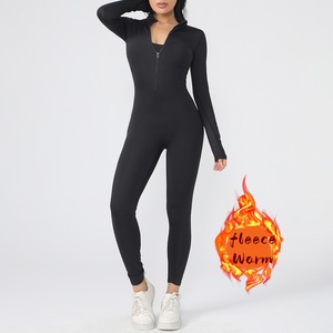 Combinaison une pièce zippée à manches longues pour femme 2026 – Coupe ajustée, idéale pour le fitness, l'entraînement sportif, le yoga, en polaire chaude - Product Image 5