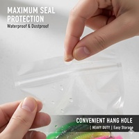 Sacs de rangement pour leurres souples en PVC transparent durable de 17x14cm/6.7x5.5in avec double fermeture éclair et valve de verrouillage pour l'emballage de leurres de pêche