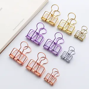 Multiple Colors Wire Binder Clips Cute Teardrop Paper Clips Metal Office Hollow Clamps Binder & Paper Clip