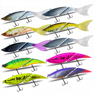 2026 <span class=keywords><strong>GAMA</strong></span> 190mm 55g Leurre de pêche rigide multi-articulé à 2 segments, nageur artificiel flottant pour achigan et brochet, avec queues DIY - Product Image 1