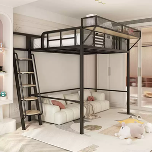 Letto a Soppalco Moderno <span class=keywords><strong>Salvaspazio</strong></span> in Metallo con Area Inferiore Multifunzionale, Telaio in Acciaio Tubolare Resistente da 1,<span class=keywords><strong>2</strong></span> mm per Uso Scolastico e Camera da Letto - Product Image 2