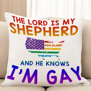 Travesseiro gay O Senhor é meu pastor e Ele sabe que eu sou almofada gay, travesseiro gay fronha de linho branco para cadeira