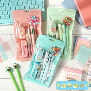 Ensemble cadeau de 6 pièces, papeterie en plastique mignonne, fournitures scolaires de haute qualité pour étudiants, ensemble stylo, gomme, surligneur - Product Image 1