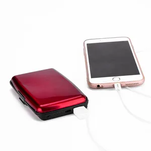 Алюминиевый Портативный кошелек зарядное устройство Power Bank 2200 мАч бумажник телефон зарядное устройство алюминиевый кошелек и телефон зарядное устройство