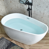 Baignoire ovale moderne en acrylique pour petits espaces, baignoire autoportante pour hôtels et villas, 1,3-1,7 m