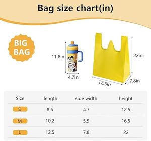 Sacs en plastique Huamaohengchun, lot de 50, 12,5 x 22 pouces, avec poignées, sacs jaunes pour vêtements, pour le commerce de détail et l'alimentation, résistants - Product Image 5
