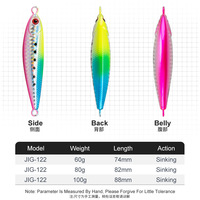 Umpan Jigging Slow Pitch, Umpan Logam Jig, Umpan Timbal Jig, Umpan Pancing Bercahaya UV, Umpan Pancing Tenggelam, Umpan Jig Cepat, 60g 80g 100g
