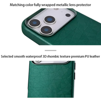 Étui en cuir PU de conception entièrement enveloppée de grain de losange fait à la main de haute qualité pour accessoire de téléphone portable iPhone 17 Pro Max
