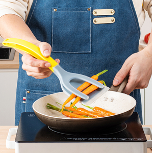 ที่หมุนไข่ทำจากซิลิโคนเกรดใช้กับอาหารและไม้พายแบบ2อิน1ที่คีบอาหารสำหรับแพนเค้กหนีบขนมปังฝรั่งเศสและไข่เจียว - Product Image 4