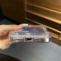 Casing Ponsel Transparan dengan Slot Kartu untuk iPhone 15 14 13 11 12 16 17 Pro Max, Pelindung Anti Benturan, Penutup Akrilik Keras
