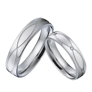 Anillos de boda personalizados para hombres y mujeres, joya de compromiso de acero inoxidable grabado, Plata de Ley Platino, 925