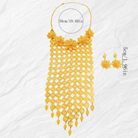 Parure de collier et boucles d'oreilles de luxe vintage plaqué or 24 carats avec coquillages et pierres, style européen et américain, pour mariée, Anniversaire, Dubaï