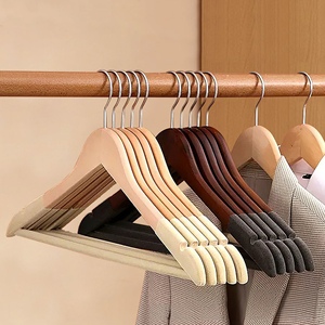 <span class=keywords><strong>Appendiabiti</strong></span> in legno antiscivolo all'ingrosso, con spalle in velluto floccato, per abiti di lusso - Product Image 1
