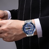 SMAEL 8097 Jam Tangan Kronograf Analog-Digital Mewah Tahan Air 5BAR dengan Casing/Dial Paduan Bercahaya dan Tali Baja Tahan Karat