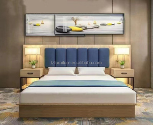 Customizable <b>Low</b> Cost Wood Hotel <b>Bed</b> & Mattress Sets with Wood <b>Frame</b> Headboard Bedding and Nightstands OEM ODM Factory Supplier - Product Image 2