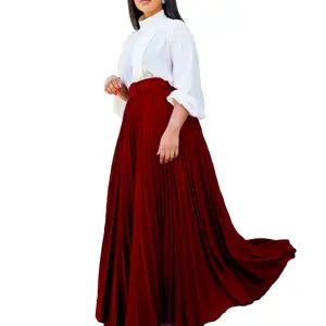 전문 제조 플러스 사이즈 솔리드 컬러 높은 허리 Pleated 스커트 여성 드레스