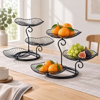 Support à fruits en fer à 3 niveaux, style européen, présentoir à desserts pour la maison, la cuisine, le café