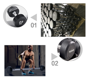 Bán buôn thương mại trọng lượng đào tạo thiết bị tập thể dục Barbell phòng tập thể dục cử tạ cao su Barbell Bộ - Product Image 6