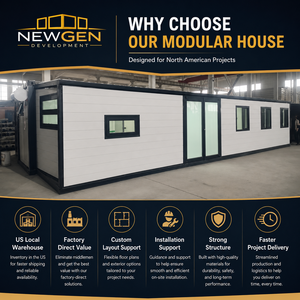 Maison Modulaire Extensible 40FT avec Cadre Noir et Panneau Blanc, Structure en Acier, Préfabriquée, Tiny House, Hôtel, Design Méditerranéen, États-Unis - Product Image 3