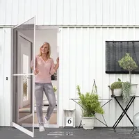 Moustiquaire de porte à fermeture automatique en fibre de verre avec cadre en aluminium pour protection d'entrée de maison – Prix économique de gros