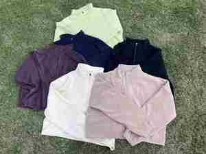 <span class=keywords><strong>Felpa</strong></span> con Mezza Zip Lu1u da <span class=keywords><strong>Donna</strong></span> in Spugna <span class=keywords><strong>Peluche</strong></span>, Ampia e Casual per Yoga e Fitness - Product Image 4