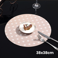 Napperons imprimés RNPT en PVC, ronds de 38 cm, beige à pois, pour la décoration de table de restaurant