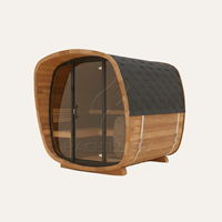 Sauna Exterior Profesional Moderna de Abeto Finlandés con Estufa, Techo de Triple Aislamiento, Estructura Cúbica de 245x245cm