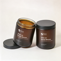 Bouteilles en verre rondes à large ouverture de 150 ml, 180 ml, 250 ml, ambre givré, pour soins de santé, pots cosmétiques pour capsules de compléments alimentaires, pilules de vitamines