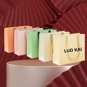Custom Luxury LUOYI Brand Printed Cardboard Kraft Shopping Packaging Paper Bag <b>Gift</b> Bags Your Own Logo Letter Pattern Handled - Product Image 6