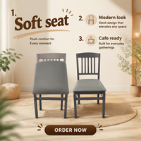 Chaise de salle à manger pliante MULIGNA en bois massif, prix de gros, siège rembourré, montage facile requis, idéale pour appartement